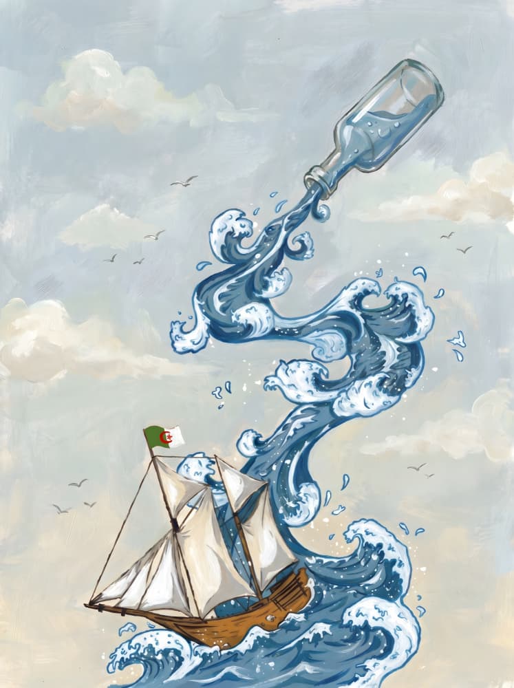 Sailing Ship Bottle Journey by HUGO — canvas wall art