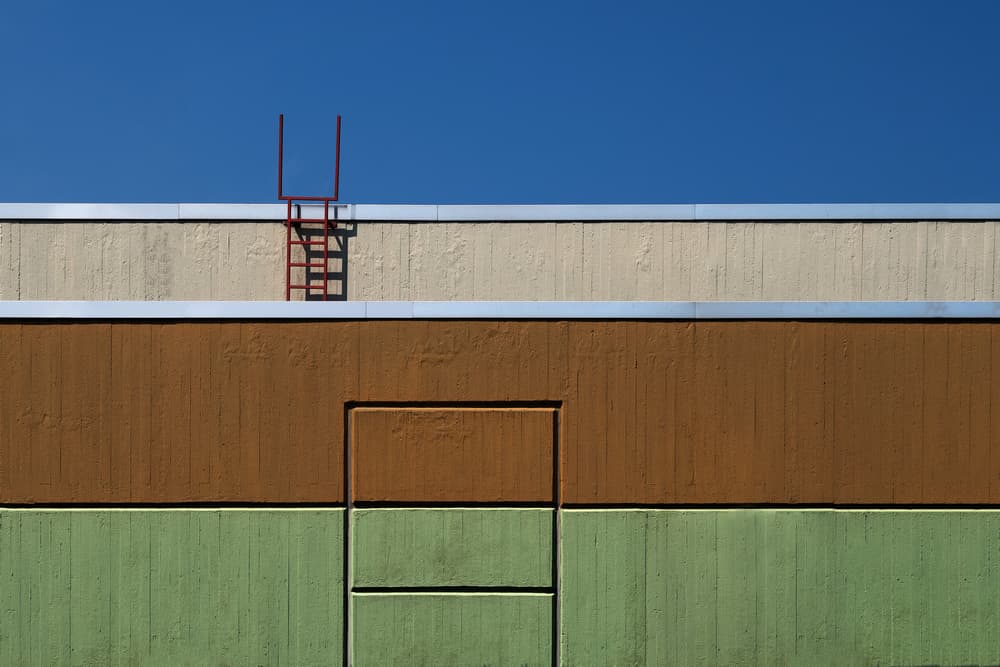 Modern Color Block Building by Rolf Endermann — canvas wall art