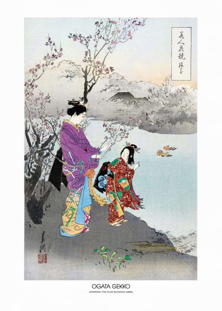 Admiring the Plum Blossom (1887–1896) by Ogata Gekko — canvas wall art