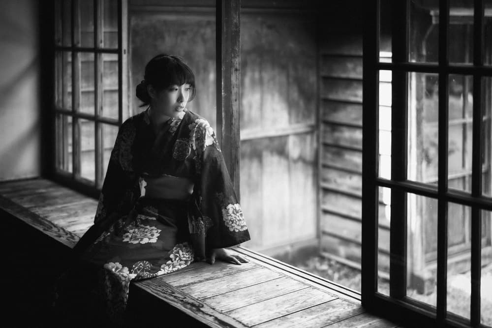 Serene Japanese Portrait by Nobu Ishijima — canvas wall art