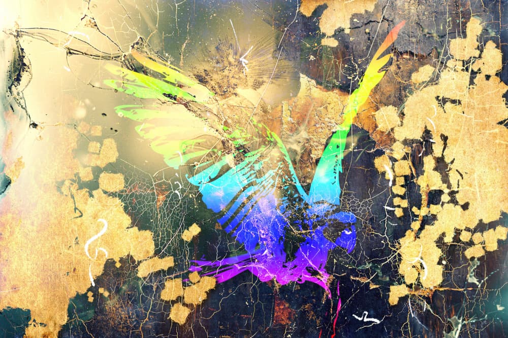 Golden Rainbow Bird by Rafal Kulik — canvas wall art