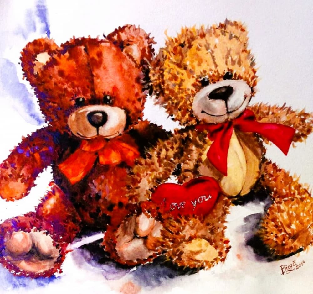 Teddy Bear Love by Anda Bieza — canvas wall art