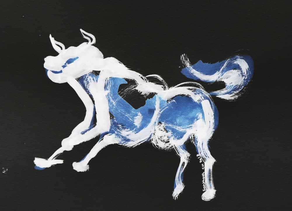 Running Blue Dog by Santhosh ch — canvas wall art