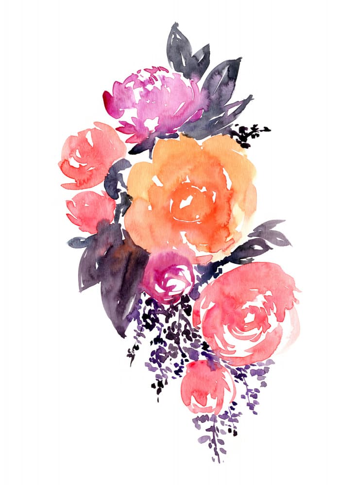 Vibrant Watercolor Blooms by Rosana Laiz Blursbyai — canvas wall art
