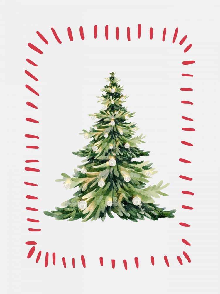 Festive Watercolor Tree by Jolly and Dash — canvas wall art