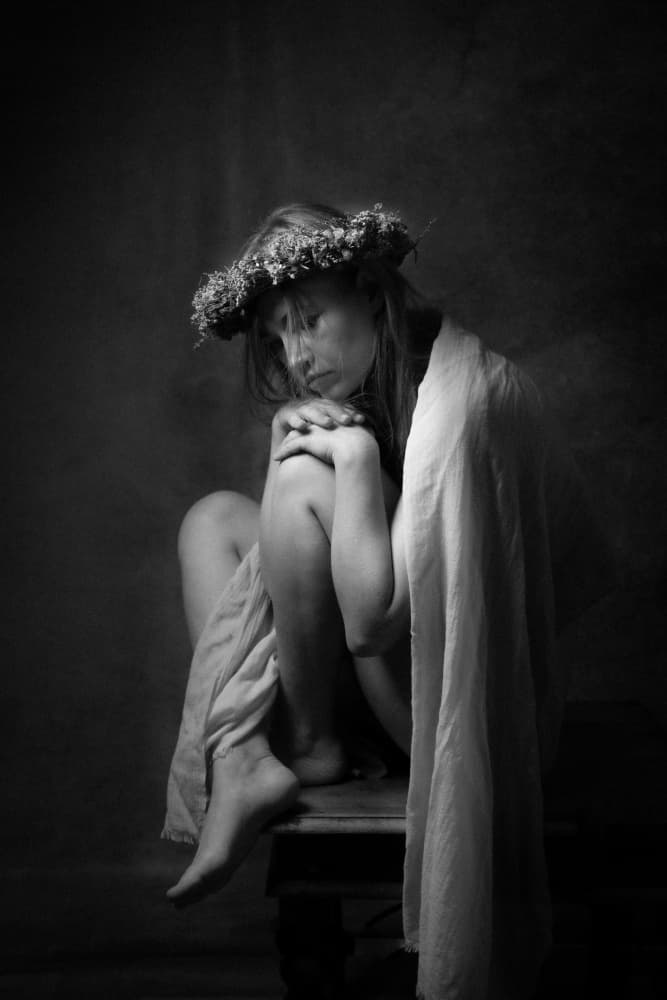 Pensive Woman With Crown by Ruth Franke — canvas wall art