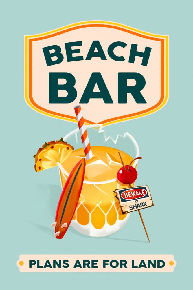Beach Bar Summer Tropical Cocktail Bar Art by The Whiskey Ginger — canvas wall art