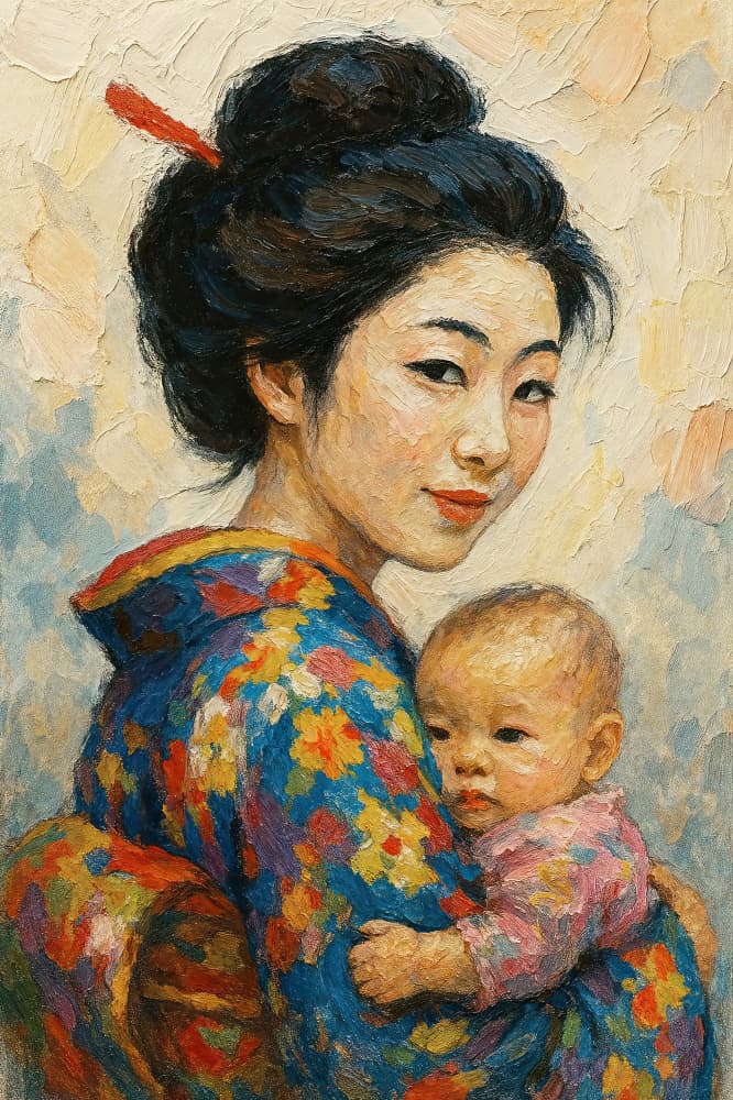 Japanese Mother and Child by Natalie Bruns — canvas wall art