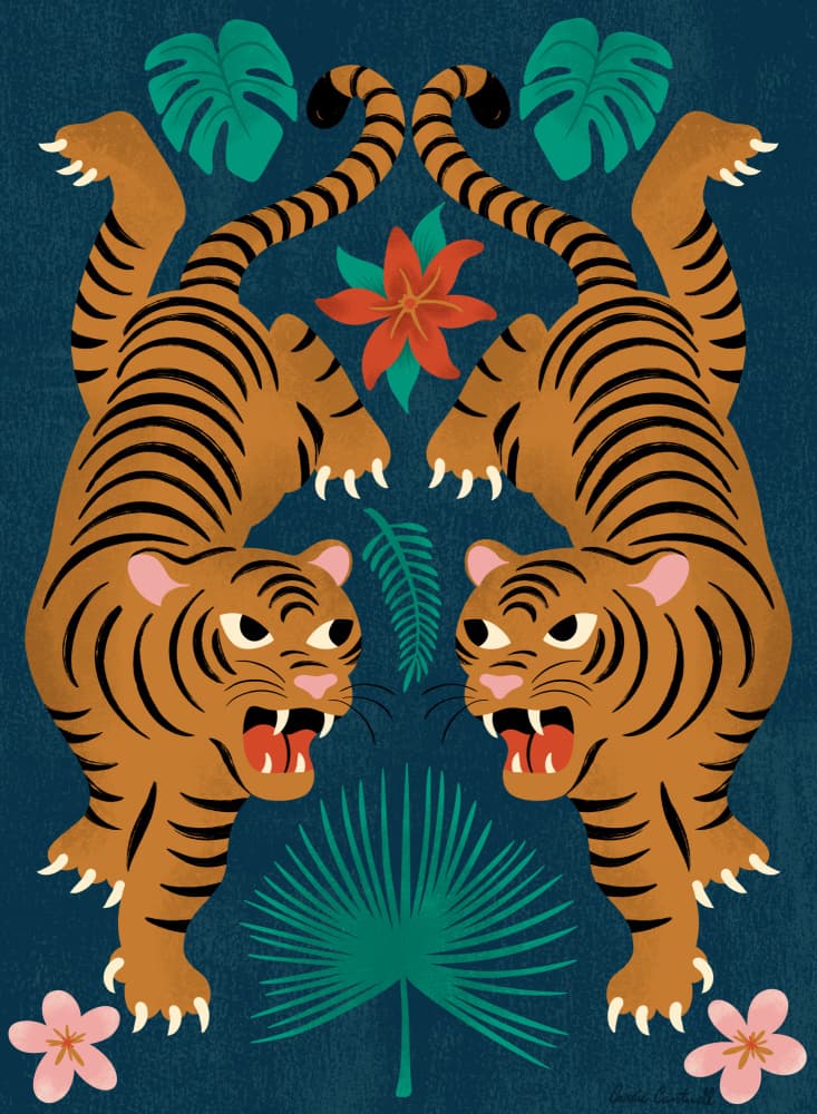 Jungle Tigers 1 by Carrie Cantwell — canvas wall art