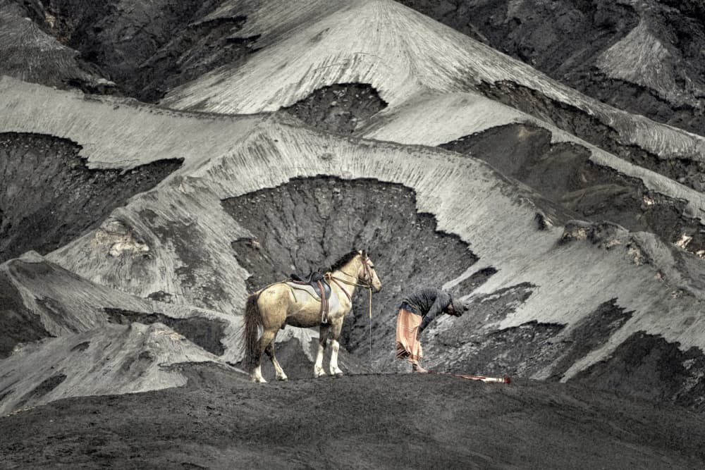 Horse on Volcanic Landscape by Heru Sungkono — canvas wall art