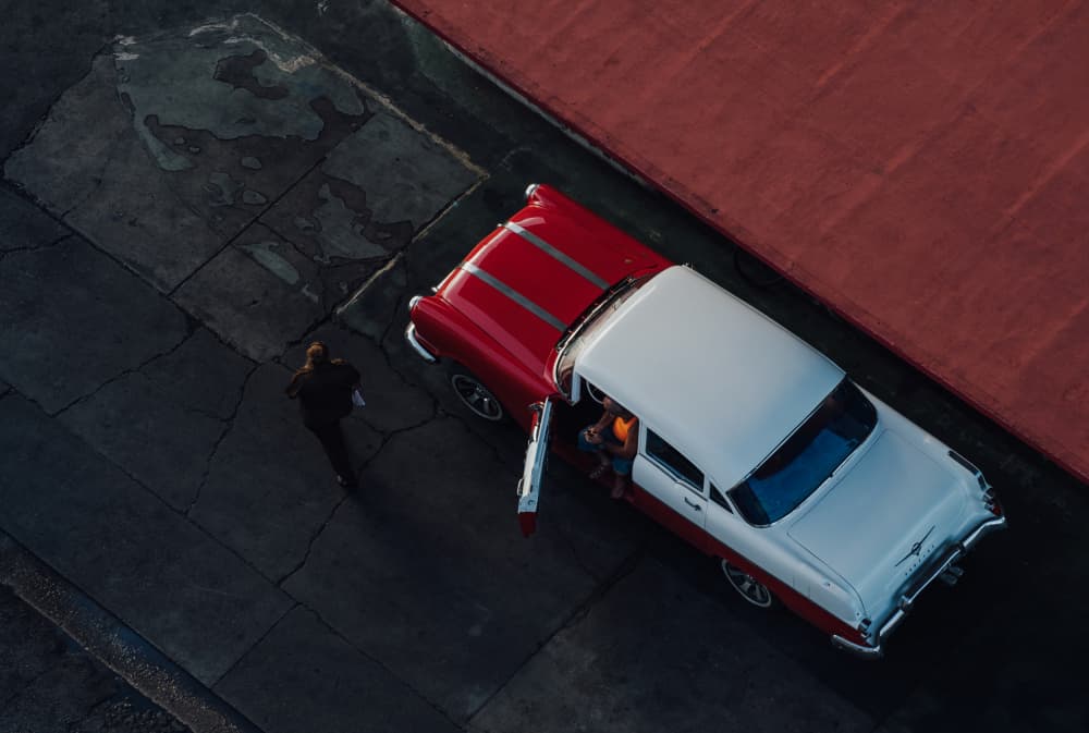 Classic Car Overhead View by Nasser Al-Nasser — canvas wall art