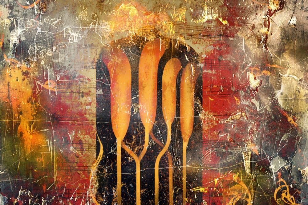 Textured Orange Echoes by Rafal Kulik — canvas wall art