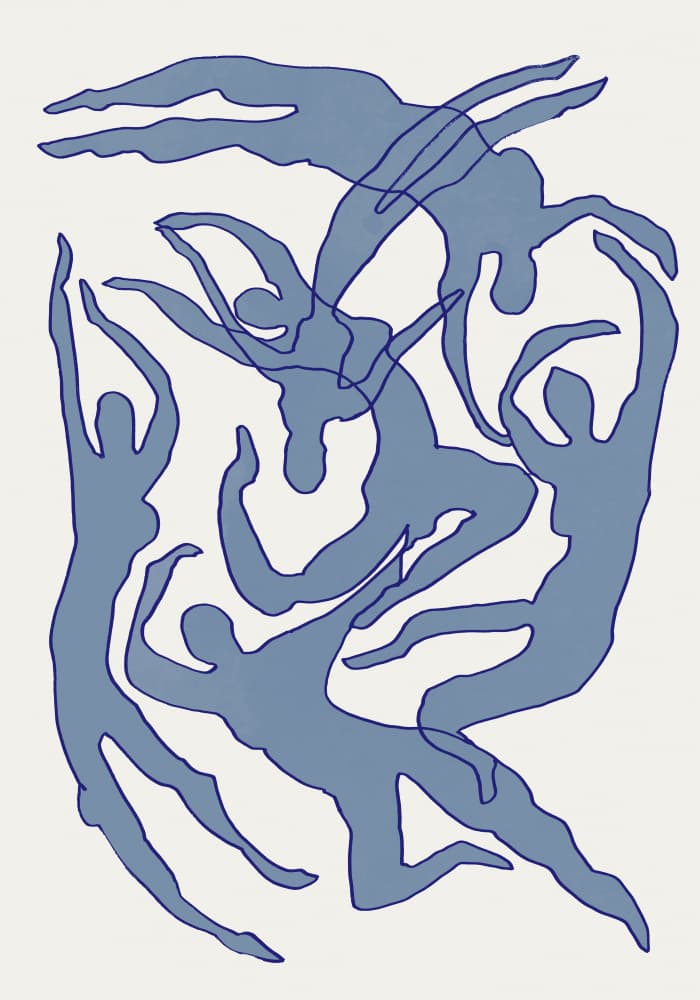 Rhythmic Blue Dancers by Pictufy Studio II — canvas wall art