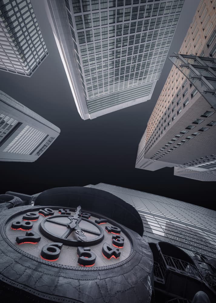 City Clock Perspective by Adachi Lintaman — canvas wall art