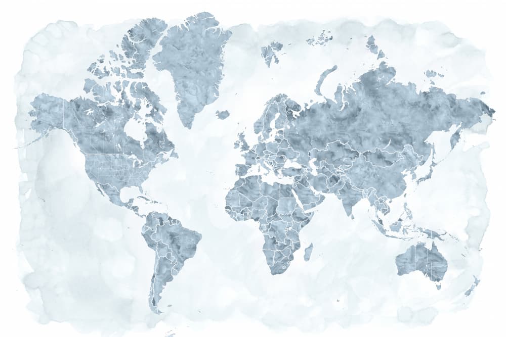 Icy World Map by Rosana Laiz Blursbyai — canvas wall art