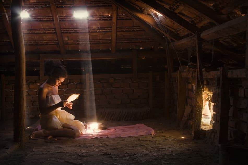 Woman In Attic Light by Ileana Bosogea-Tudor — canvas wall art