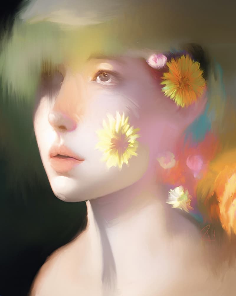 Dreamy Floral Portrait by Ruth Day — canvas wall art