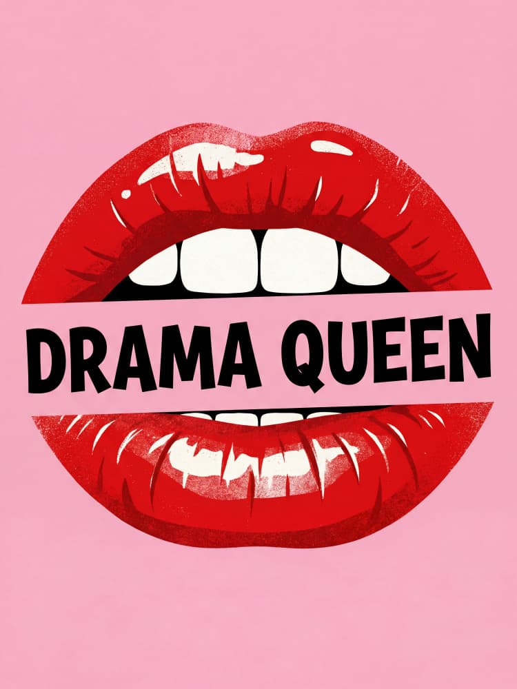 Red Lips Drama Queen by Andreas Magnusson — canvas wall art