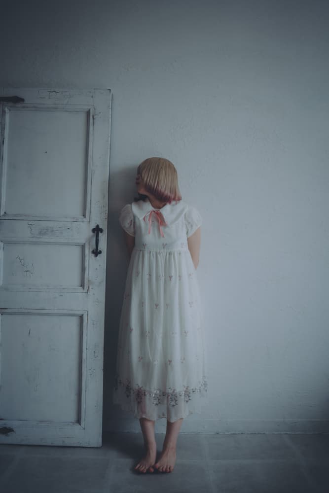 Pensive Girl In White by h112o1 — canvas wall art
