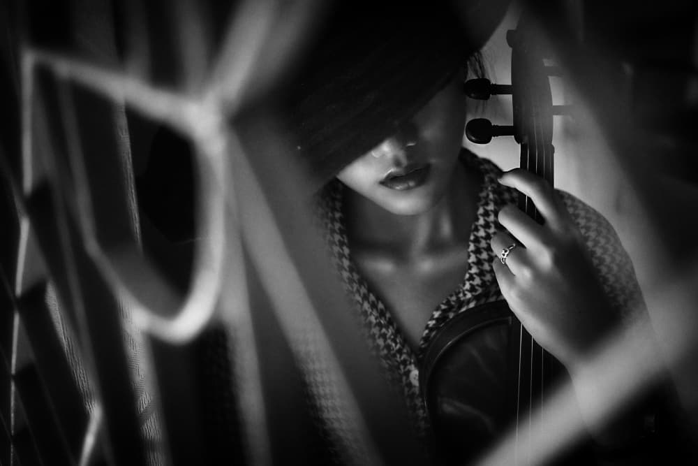 Elegant Musician Portrait by azalaka — canvas wall art