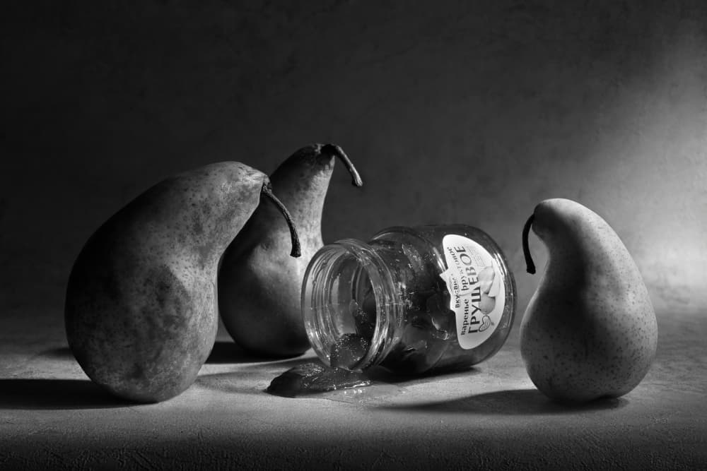 Moody Pears and Jam by Victoria  Glinka — canvas wall art