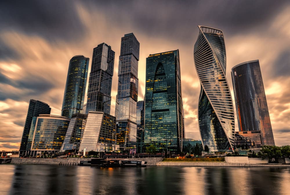 Moscow City Sunset by Vasil Nanev — canvas wall art
