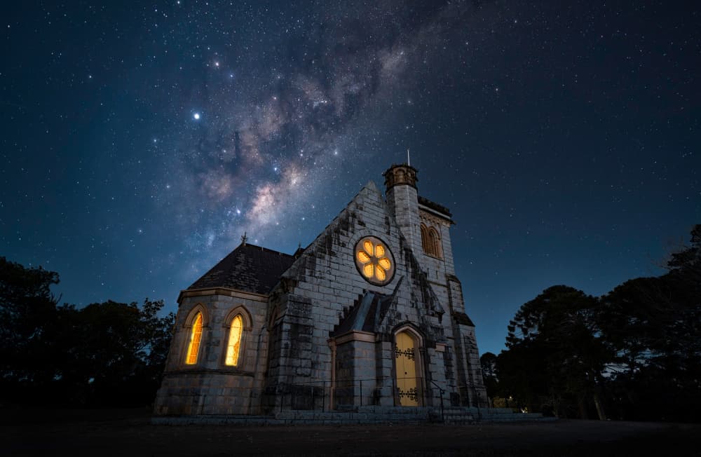 Church Under Stars by Jingshu Zhu — canvas wall art