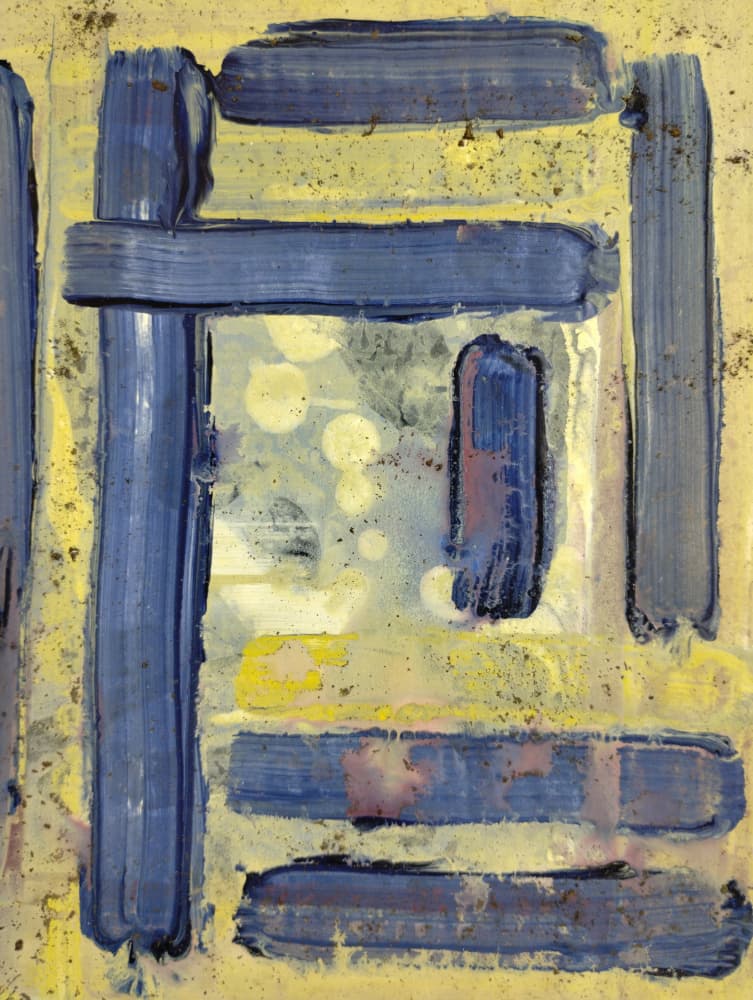 Blue Yellow Abstract Strokes by Michael Cross — canvas wall art