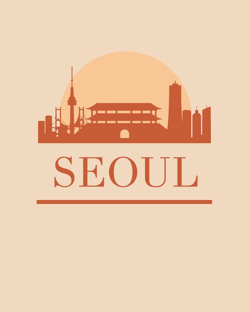 Seoul Silhouette Sunset by Emiliano Deificus — canvas wall art