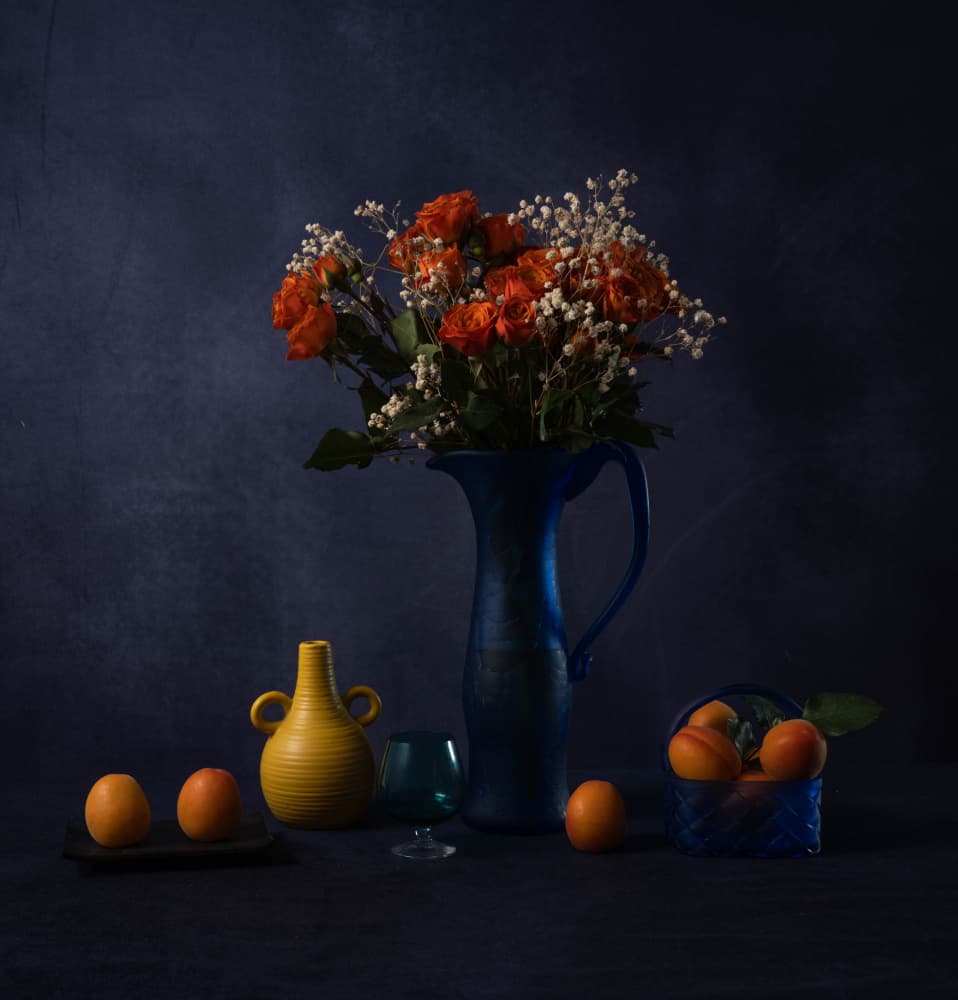 Moody Flowers And Apricots by May G — canvas wall art