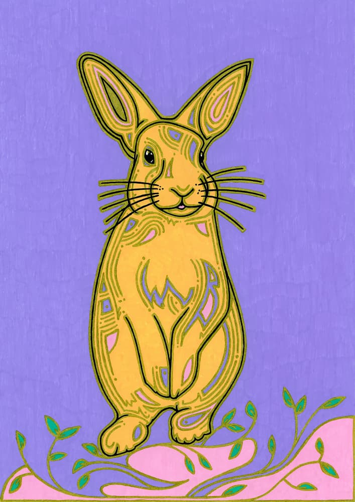 Whimsical Purple Rabbit by Iona Gilburt — canvas wall art