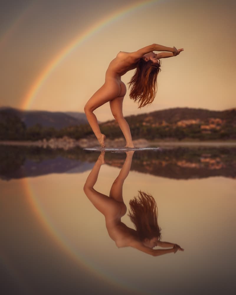 Nude Pose Rainbow Reflection by Paolo Lazzarotti — canvas wall art