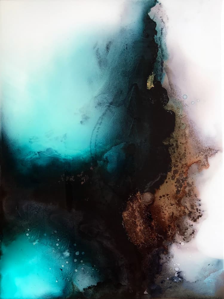 Deep Teal Currents by Alyson Storms — canvas wall art