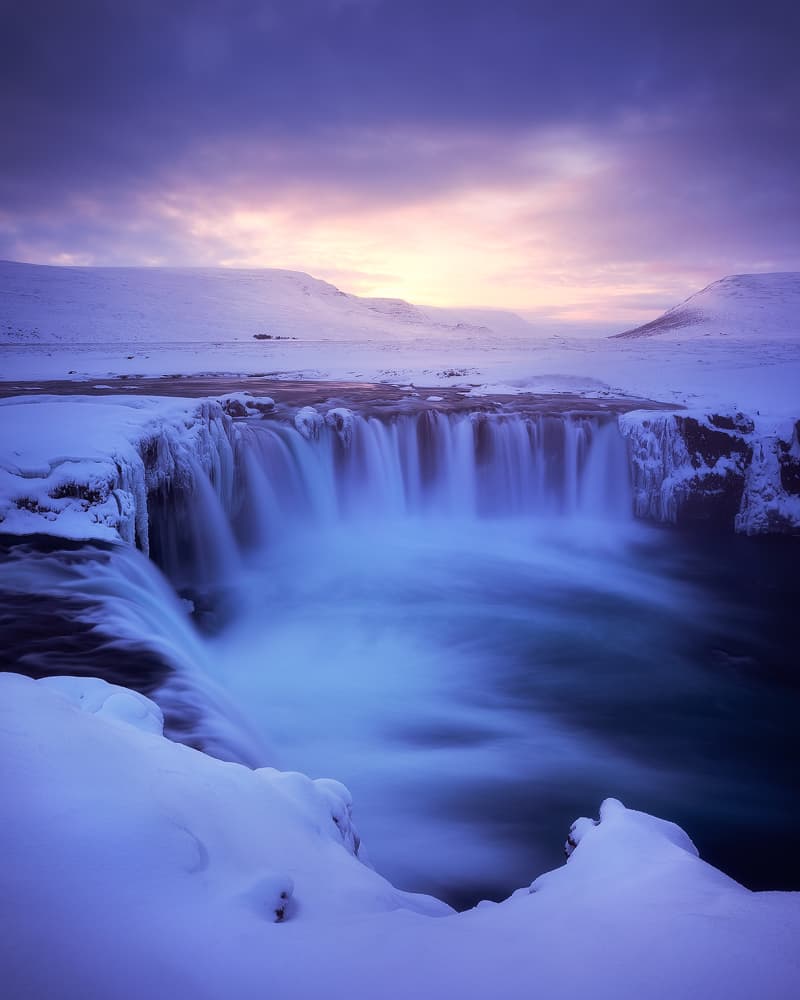 Winter Waterfall Glow by Daniel Gastager — canvas wall art