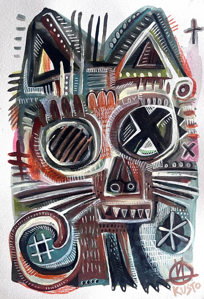 Abstract Cat Face by Daia Kusto — canvas wall art