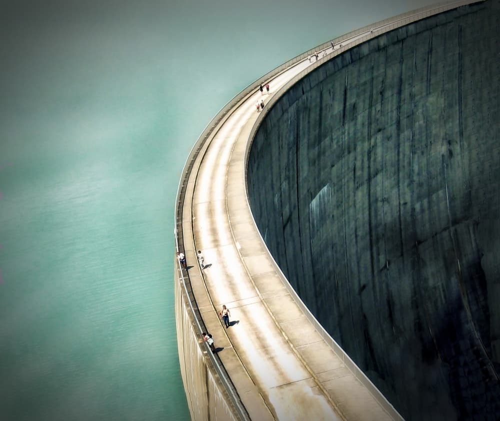 Grand Curved Dam by Anna Cseresnjes — canvas wall art