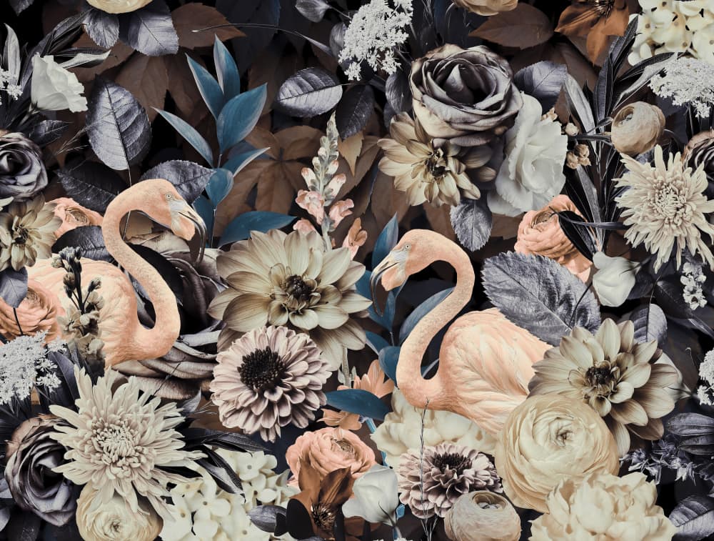Blush Flamingo Botanical by Andrea Haase — canvas wall art