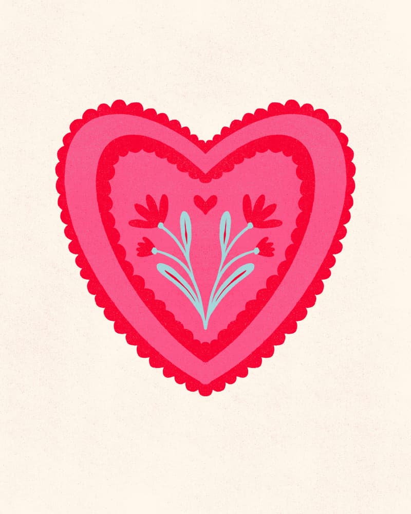 Pink Floral Heart by Angela Minca — canvas wall art