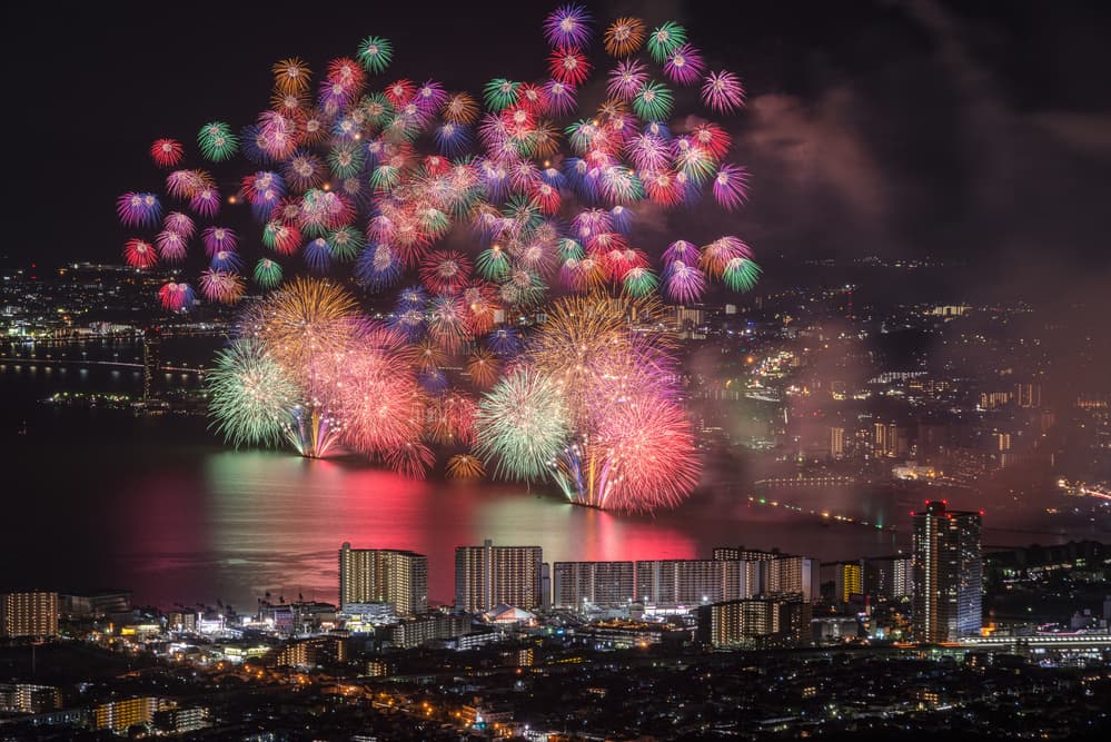 Colorful Night Fireworks by Tatsuki Ito — canvas wall art