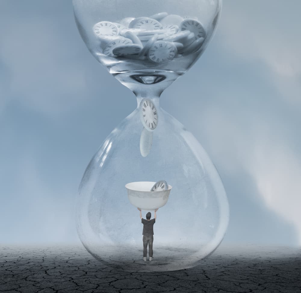 Man Catches Falling Time by Biao Huang — canvas wall art