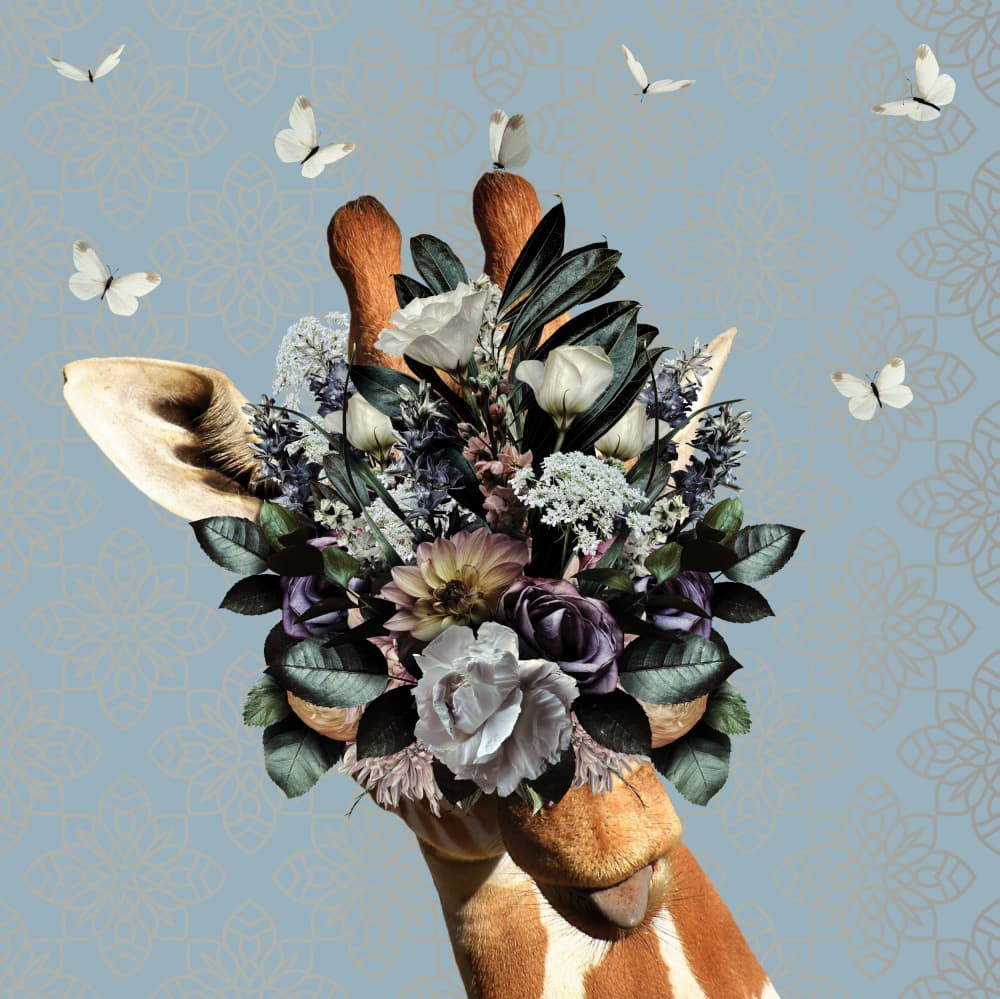 Whimsical Floral Giraffe by Sue Skellern — canvas wall art