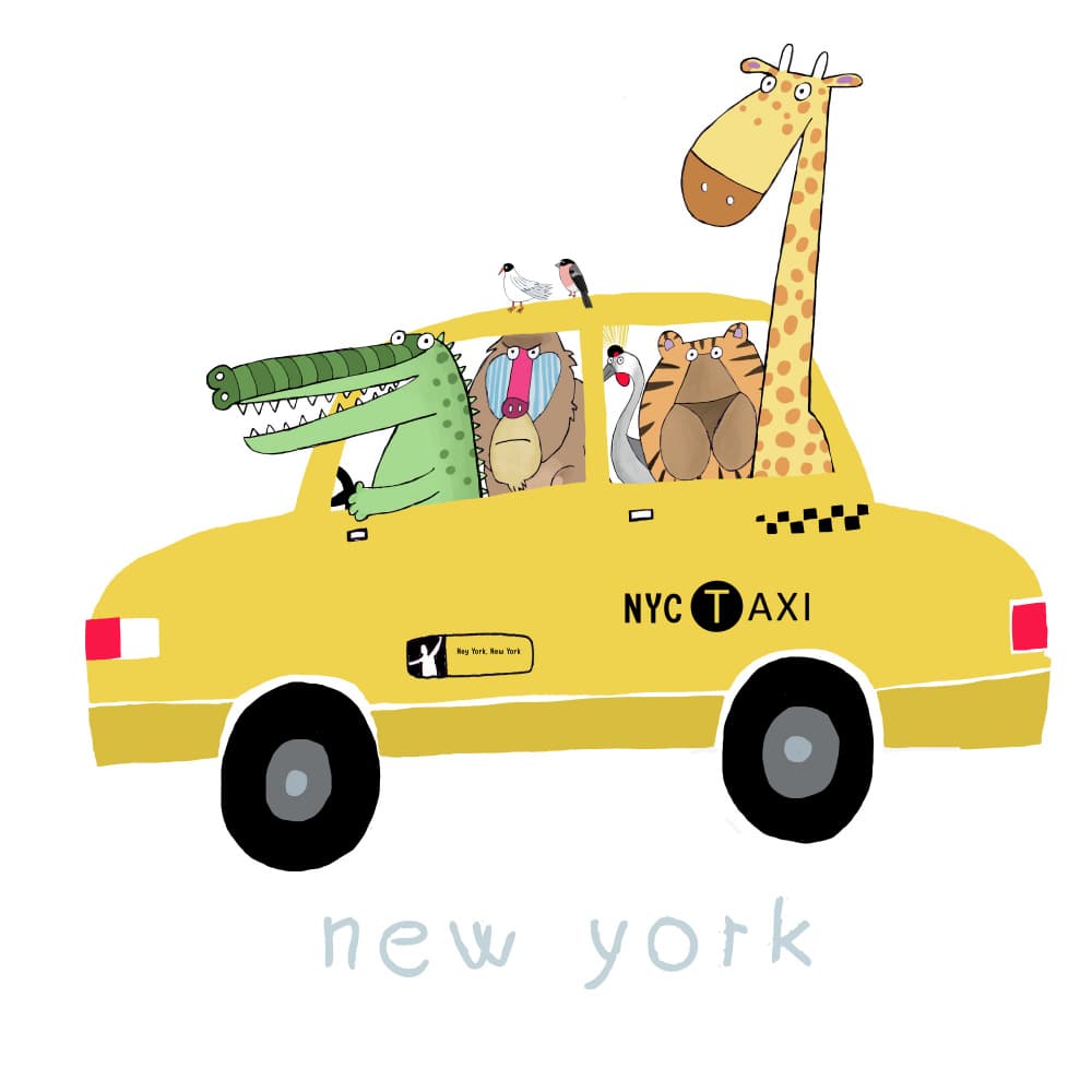 New York Taxi Animals by Carla Daly — canvas wall art