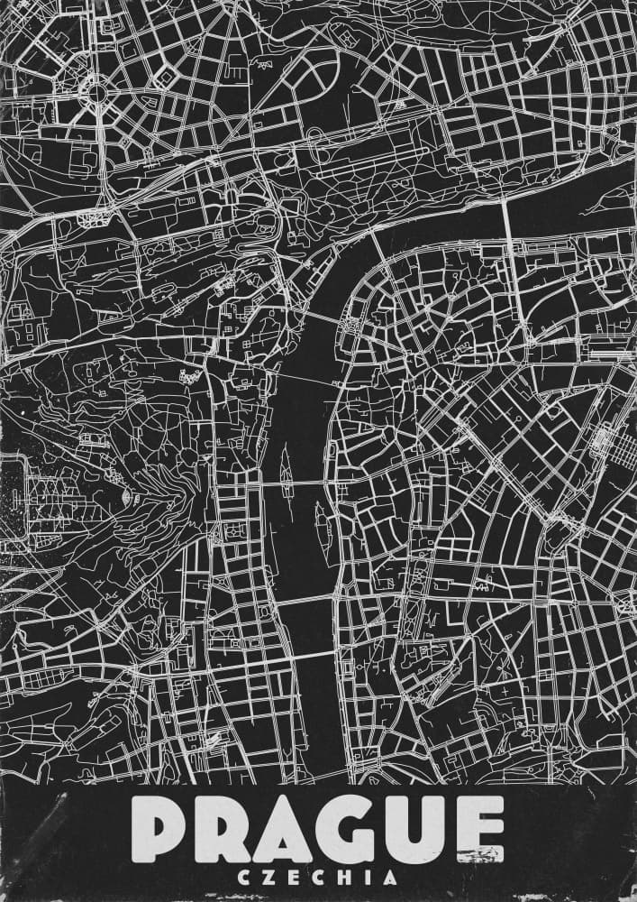 Prague City Map by Nicholas — canvas wall art