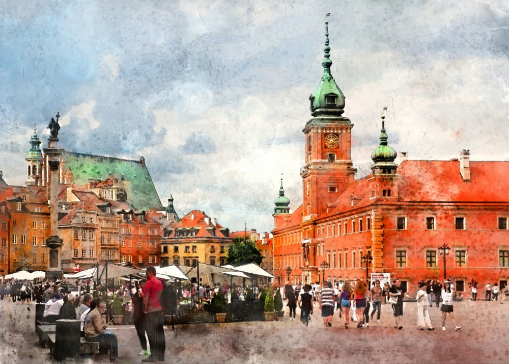 Vibrant Old Town Square by Justyna Jaszke — canvas wall art
