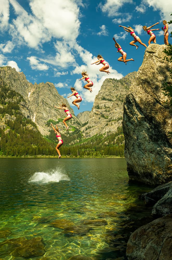 Mountain Lake Jump Sequence by Wenjin Yu — canvas wall art