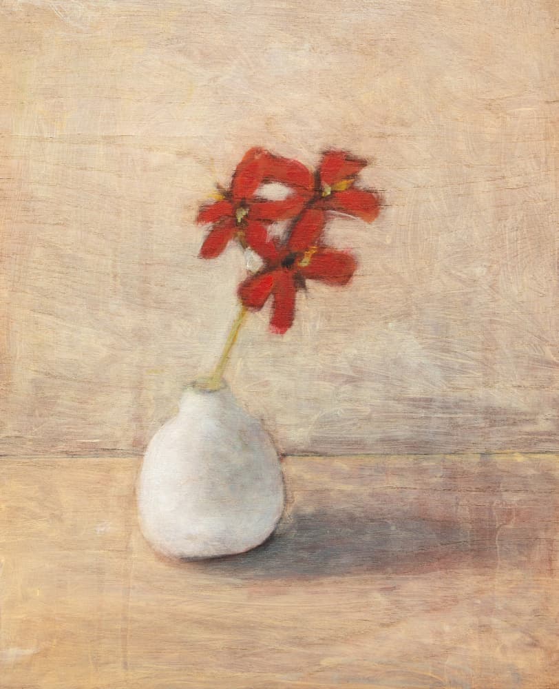 Red Flowers Still Life by Claire Lerner — canvas wall art