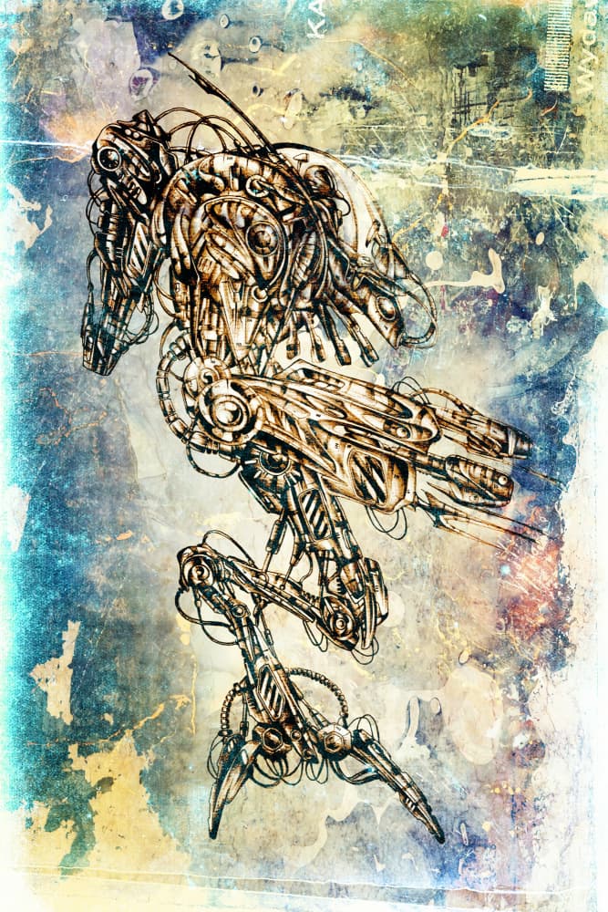 Intricate Steampunk Robot by Rafal Kulik — canvas wall art