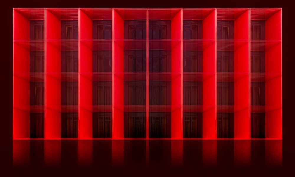 Vibrant Red Geometric Grid by Stephan Rückert — canvas wall art