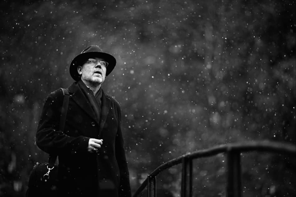 Pensive Man In Snow by Suren Manvelyan — canvas wall art