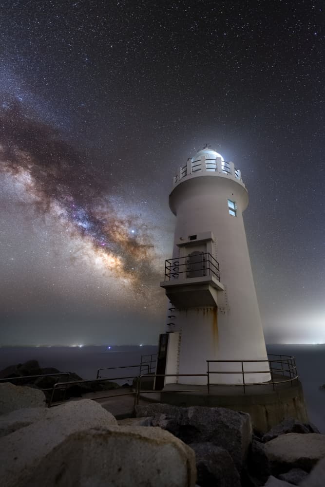 Milky Way Coast Lighthouse by HARLOCK — canvas wall art